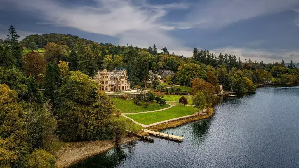 aerial view of Langdale Chase Hotel on Windermere