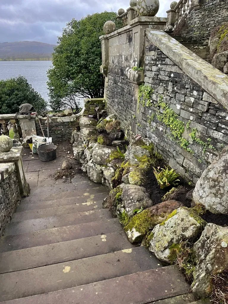 Large stones along the steps